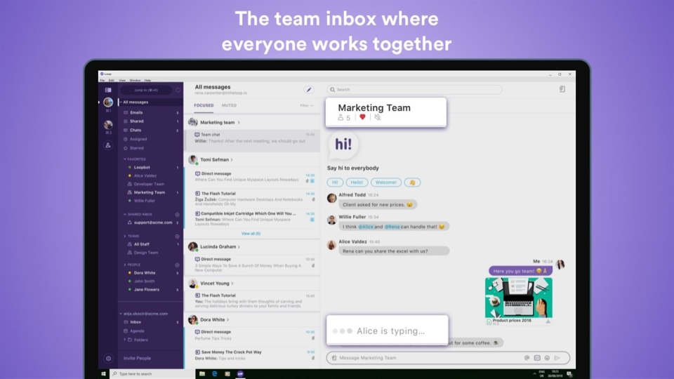 screenshot of Loop Email